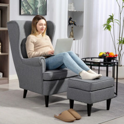 Кресло с подставкой для ног Homcom 83B-273V00GY (Grey) Thumb
