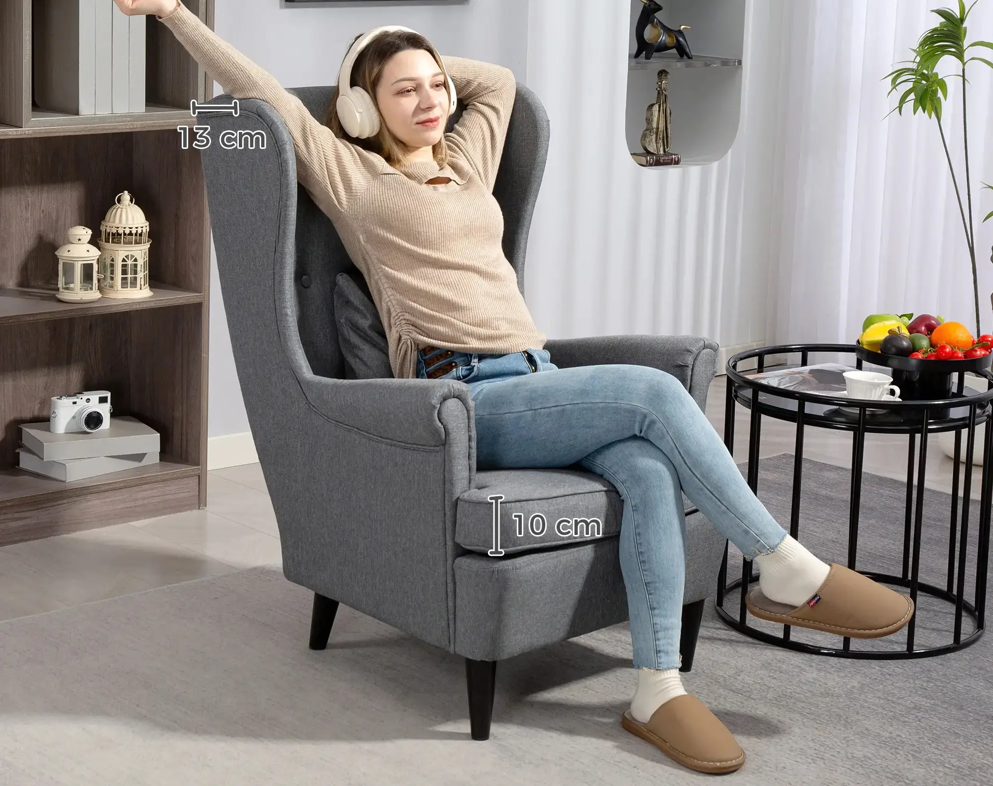 Кресло с подставкой для ног Homcom 83B-273V00GY (Grey) - 6