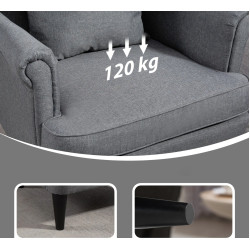 Кресло с подставкой для ног Homcom 83B-273V00GY (Grey) Thumb