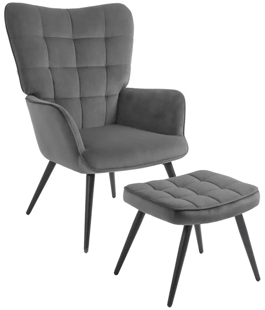 Кресло с пуфом Homcom 839-854V80CG 73x77x98 cm (Dark Grey/Black)