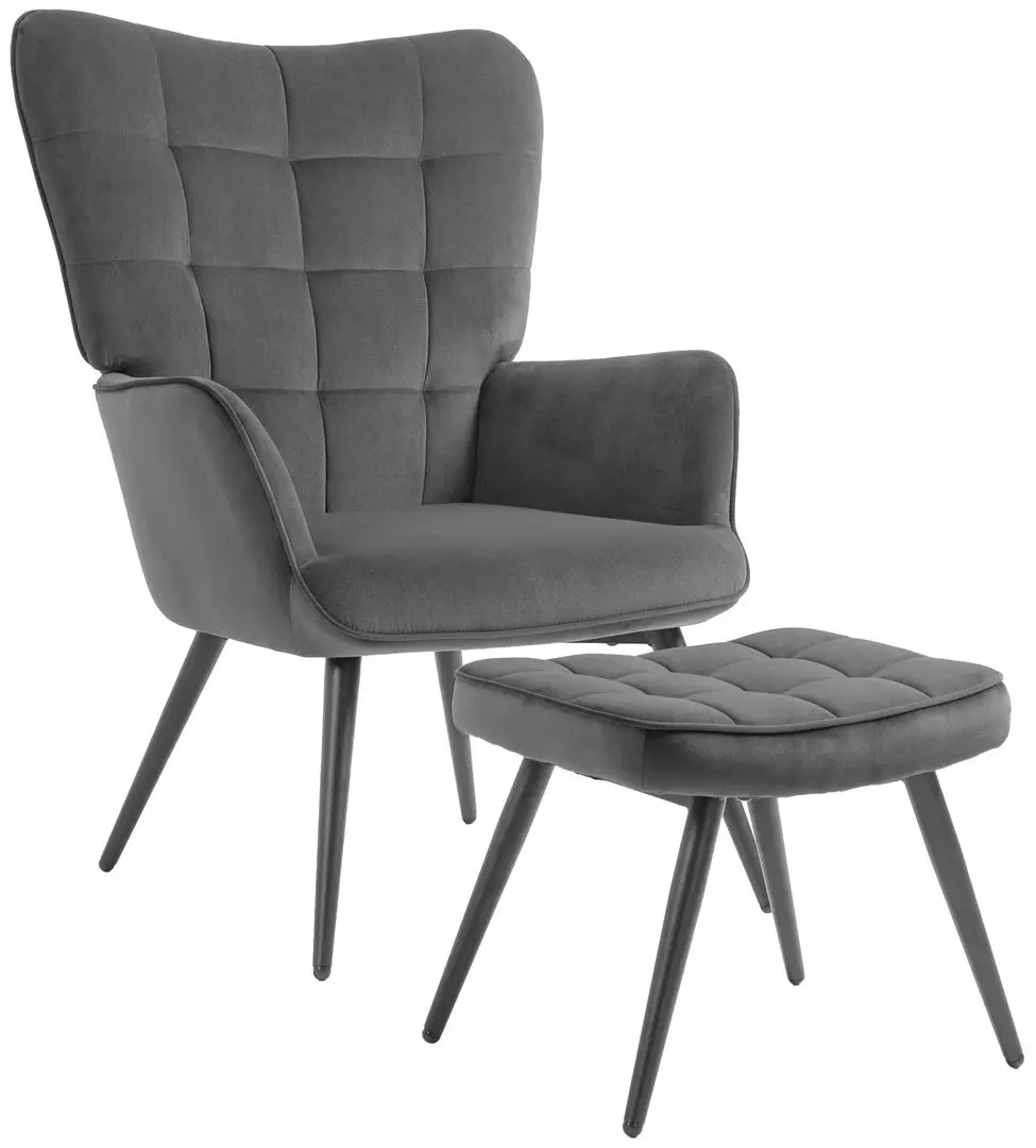 Кресло с пуфом Homcom 839-854V80CG 73x77x98 cm (Dark Grey/Black)