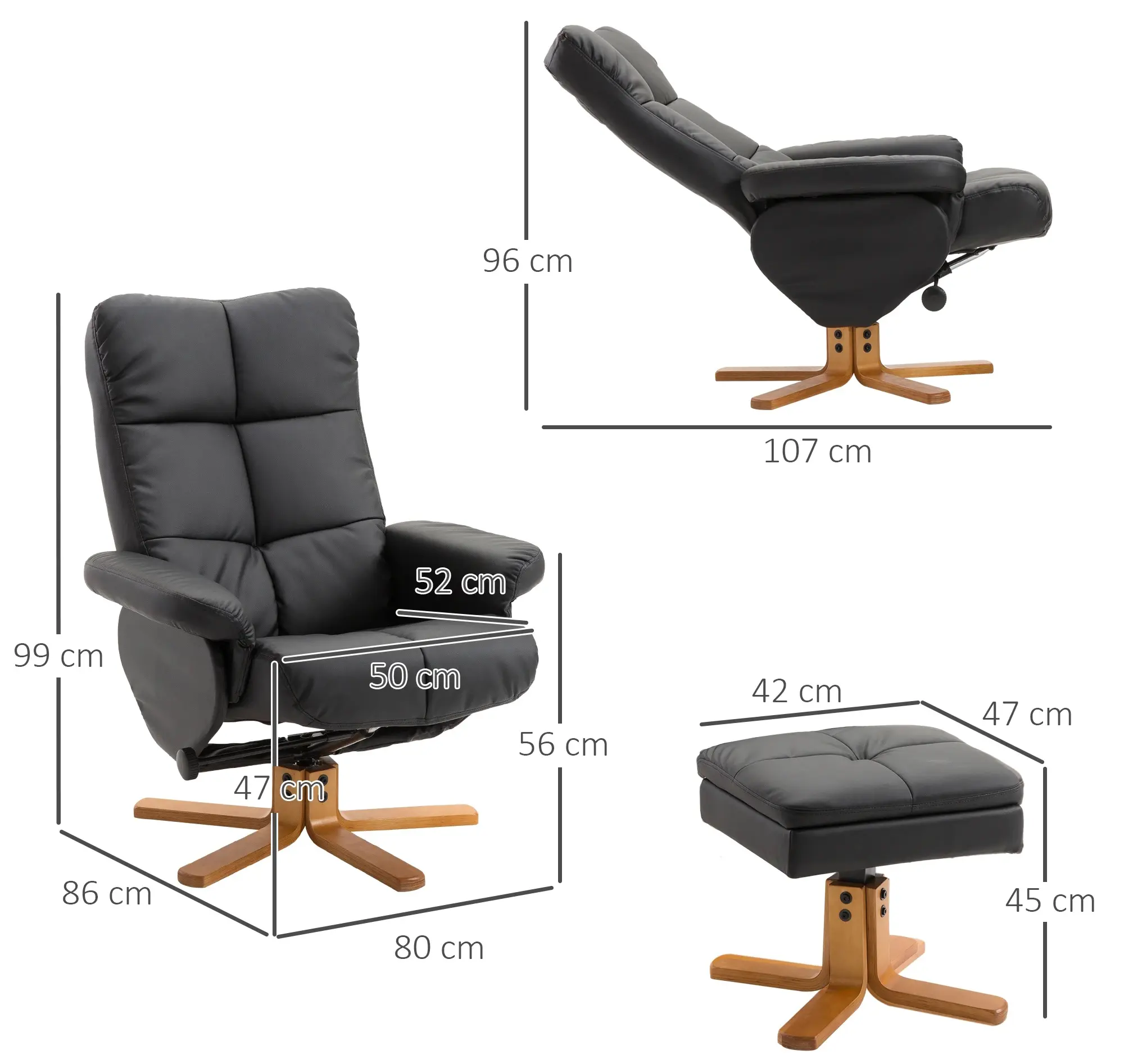 Кресло с табуретом Homcom 833-359BK (Black) - 8