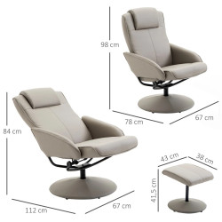 Fotoliu cu taburet Homcom 833-360 (Grey) Thumb