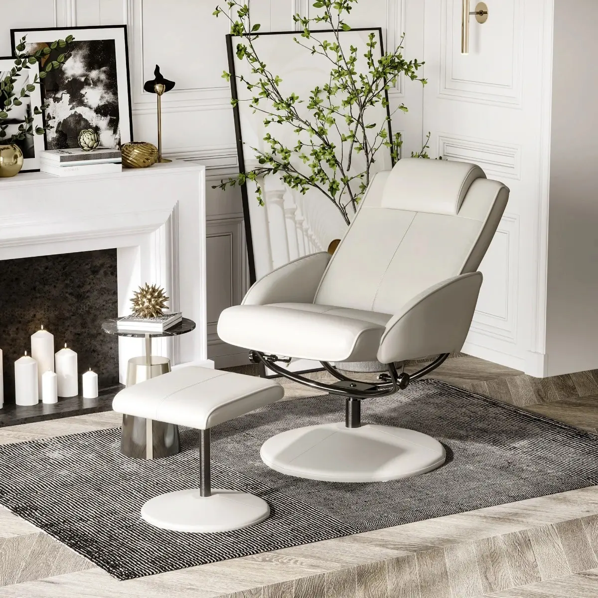 Fotoliu cu taburet Homcom 833-360 (Grey)
