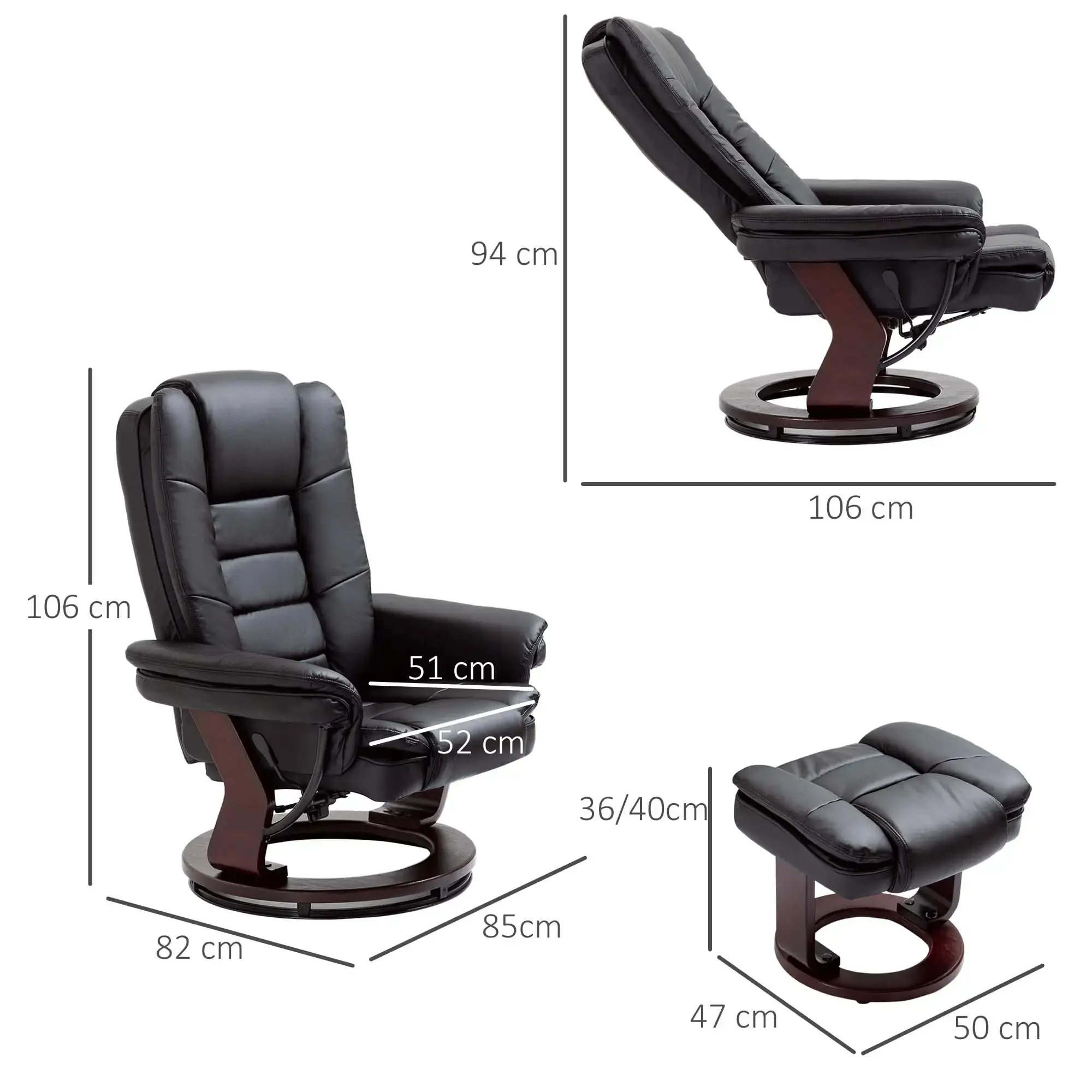 Кресло с табуретом Homcom 839-165BK (Black) - 4