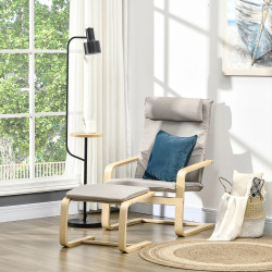 Fotoliu cu taburet Homcom 839-382 (Grey/Natural) Thumb