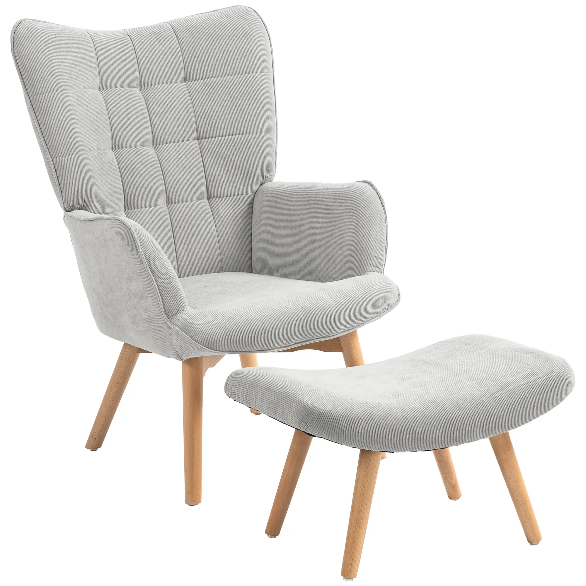 Fotoliu cu taburet Homcom 839-455V00GY (Grey) - 3