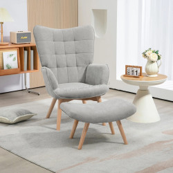 Fotoliu cu taburet Homcom 839-455V00GY (Grey)