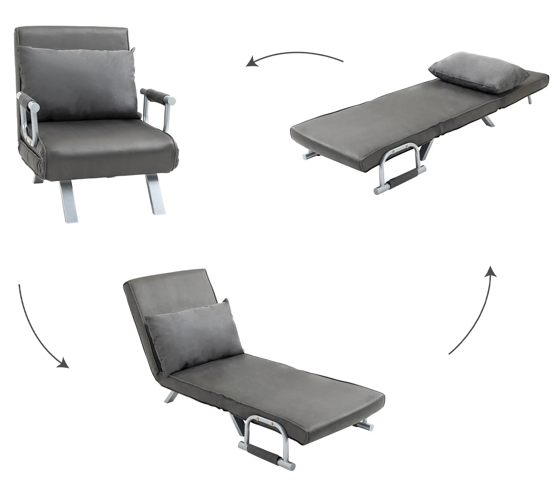 Fotoliu extensibil Homcom 833-040 (Dark Grey) - 4