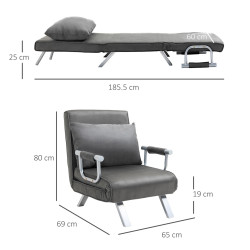 Fotoliu extensibil Homcom 833-040 (Dark Grey) Thumb