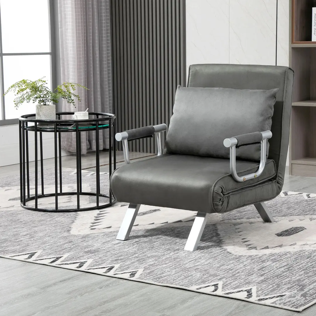 Fotoliu extensibil Homcom 833-040 (Dark Grey)