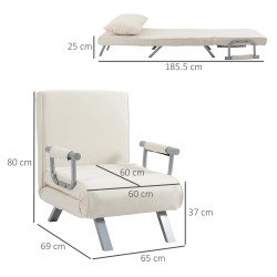 Fotoliu extensibil Homcom 833-040CW (Cream White) Thumb