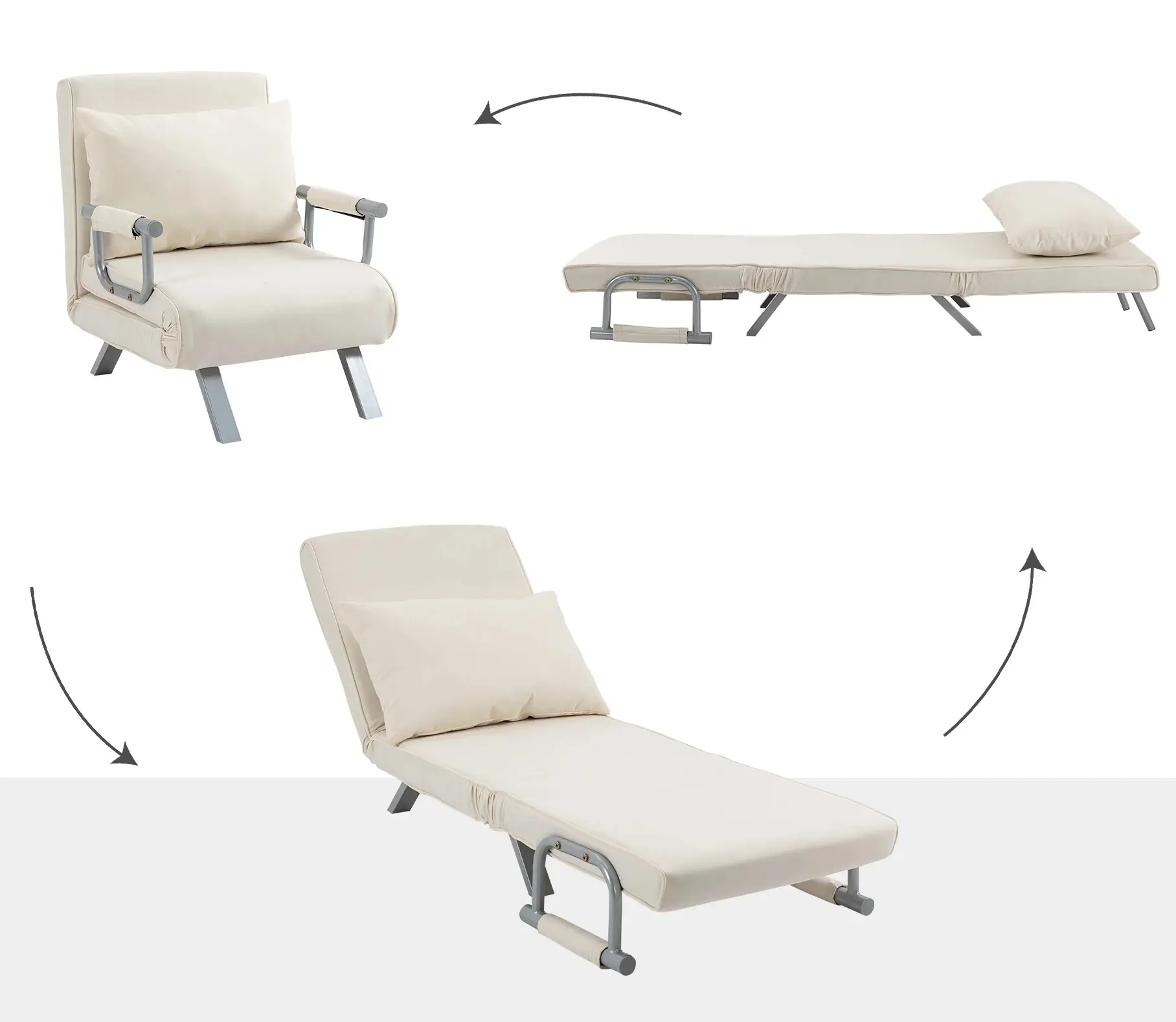 Fotoliu extensibil Homcom 833-040CW (Cream White) - 4