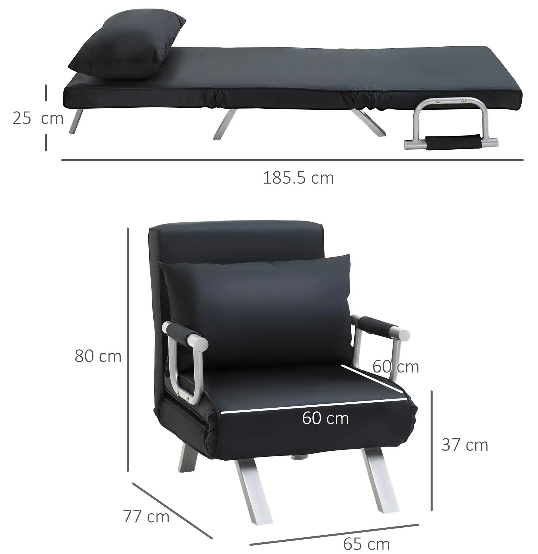 Fotoliu extensibil Homcom 833-487BK (Black) - 8