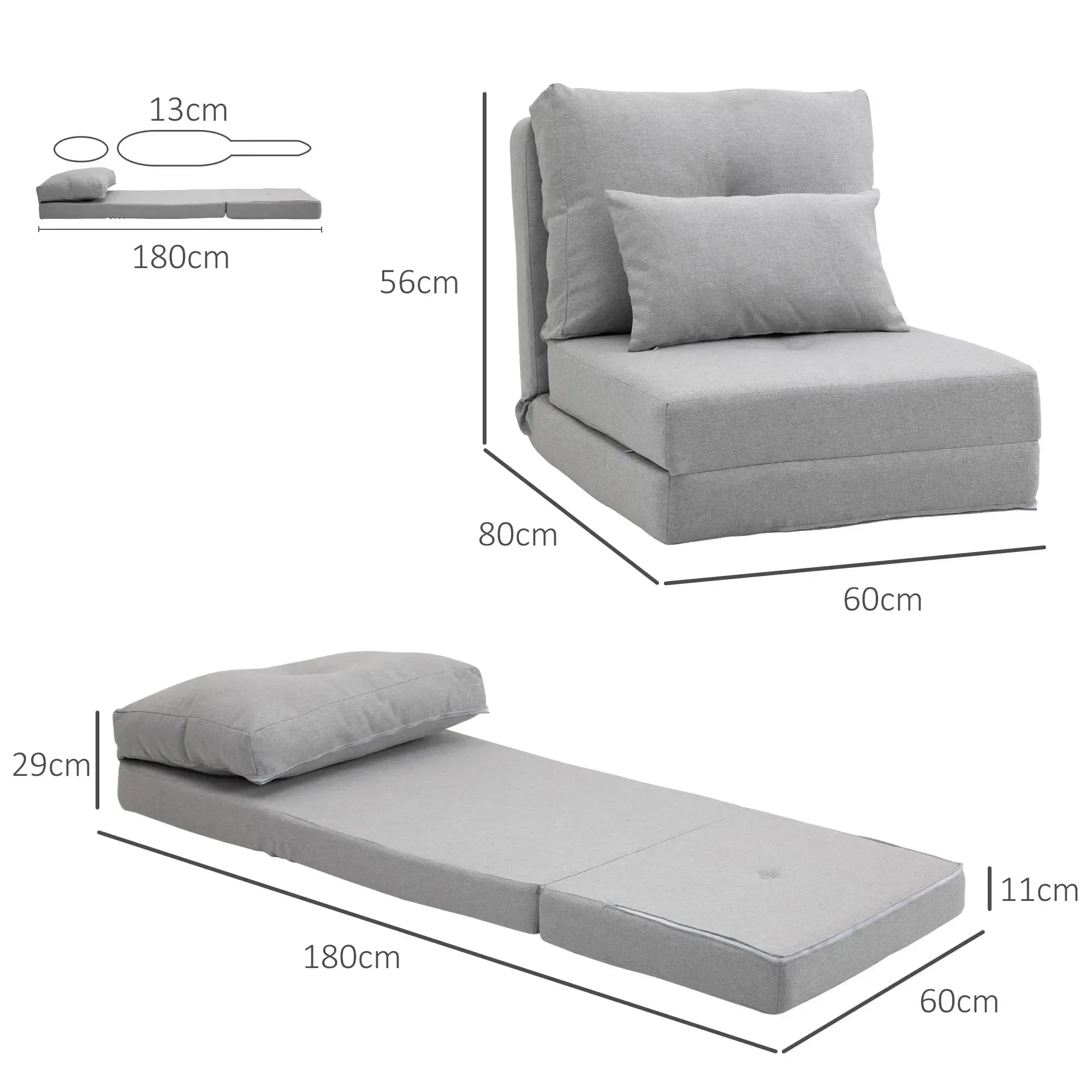 Fotoliu extensibil Homcom 833-965V80GY (Grey) - 4