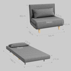 Fotoliu extensibil Homcom 839-023 (Grey) Thumb