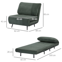 Fotoliu extensibil Homcom 839-463V00DG (Dark Green) Thumb