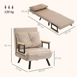 Раскладное кресло Homcom 839-834V00BG (Beige) Thumb