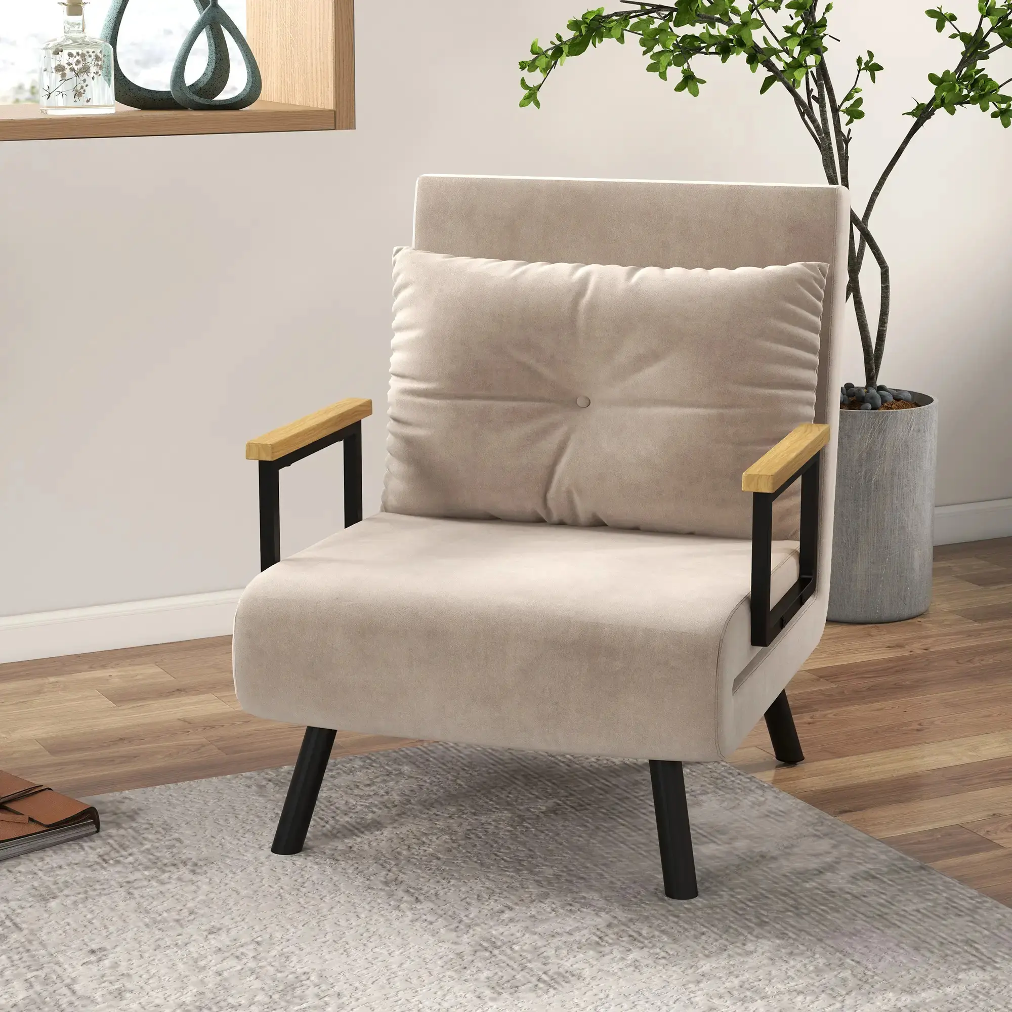 Раскладное кресло Homcom 839-834V00BG (Beige) - 8