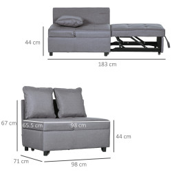 Fotoliu extensibil Homcom 839-859V01CG (Dark Grey) Thumb