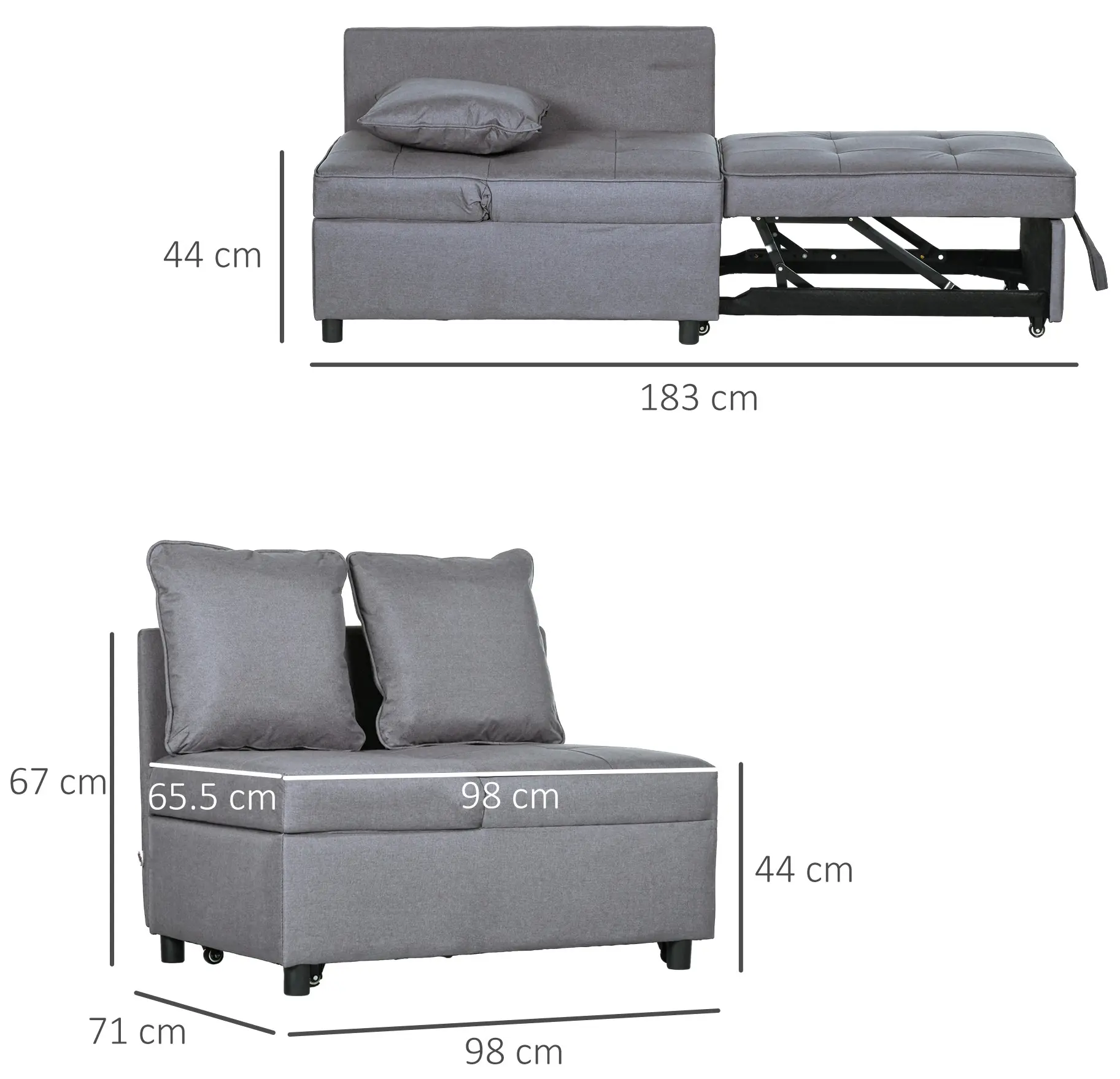 Fotoliu extensibil Homcom 839-859V01CG (Dark Grey) - 4