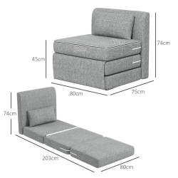 Fotoliu extensibil Homcom 83B-076V00GY (Grey) Thumb