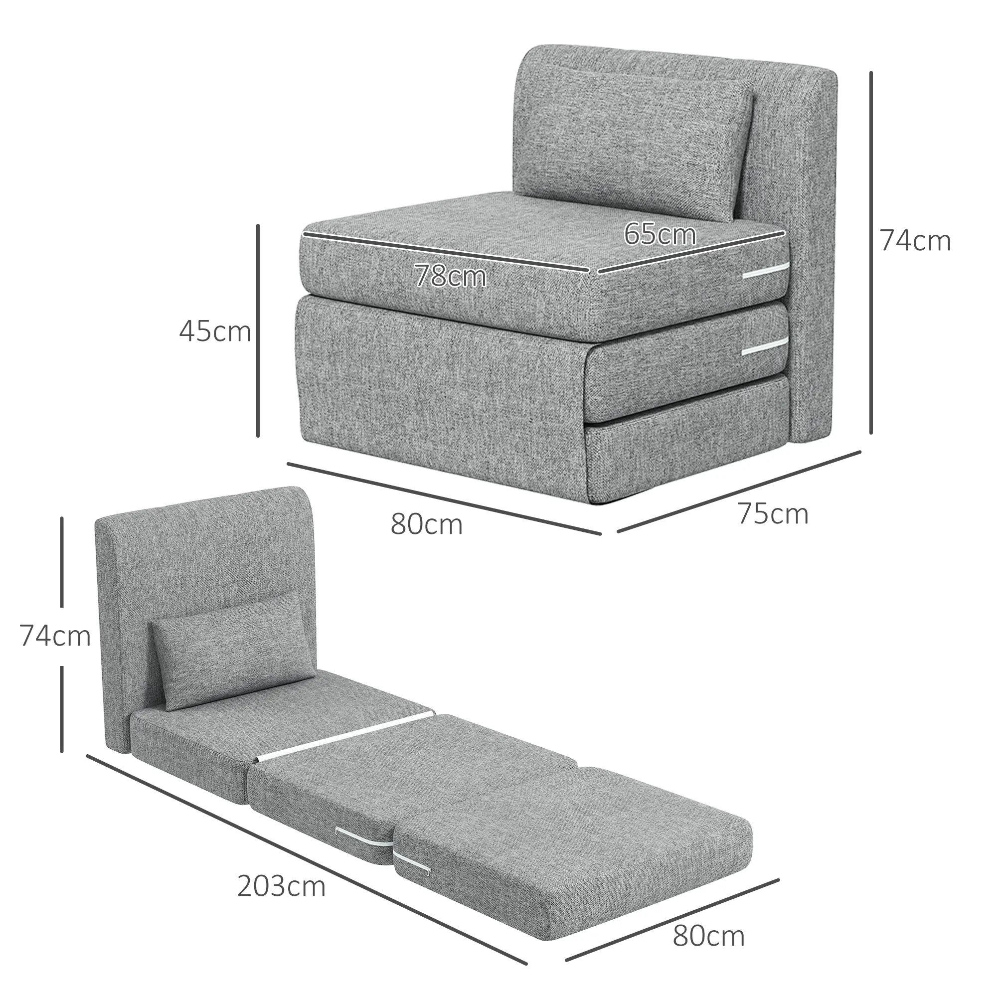 Fotoliu extensibil Homcom 83B-076V00GY (Grey) - 4