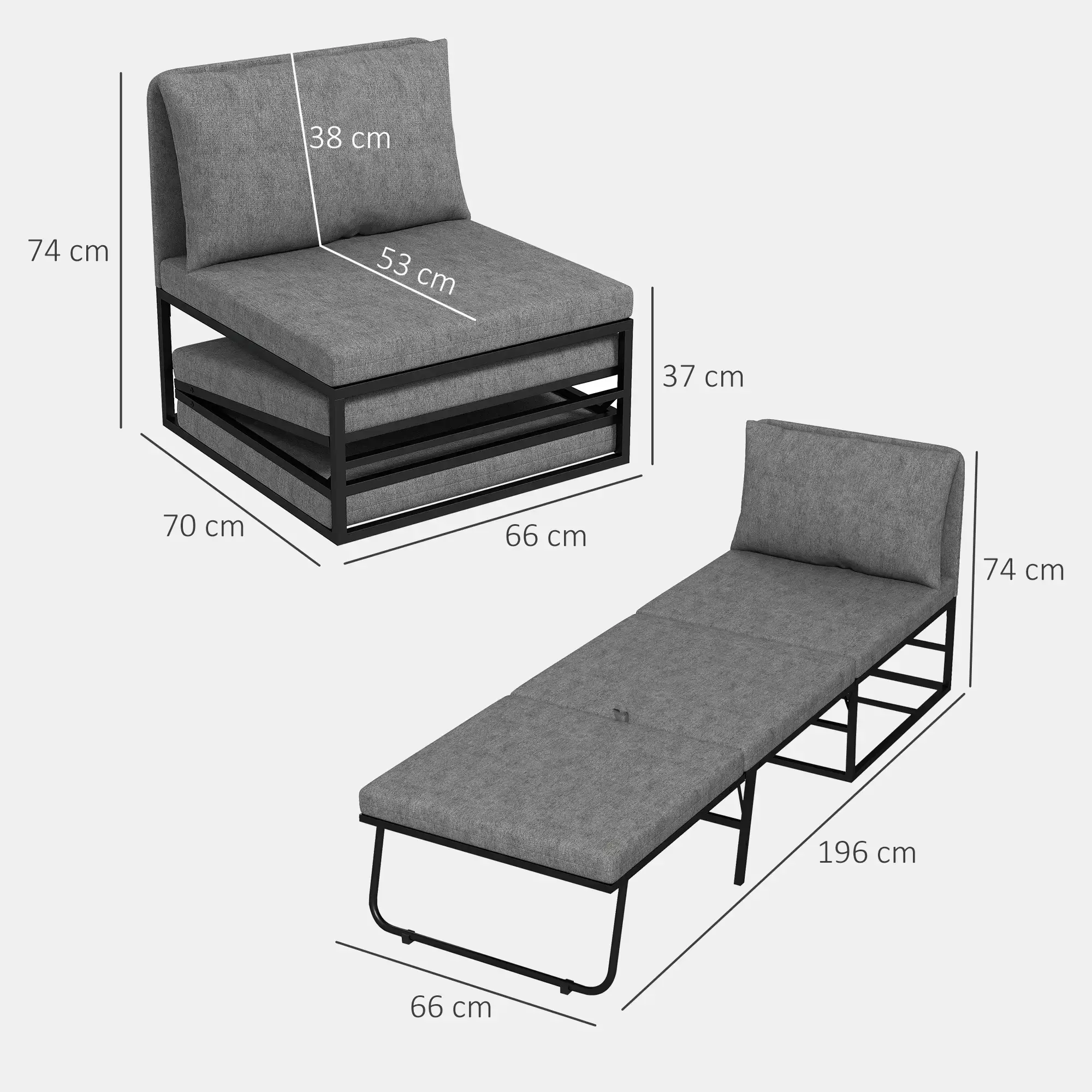 Fotoliu extensibil Homcom 83B-157V00GY (Grey) - 3
