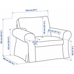 Fotoliu Ikea Ektorp/Hakebo cu puf (Gri-Verde) Thumb