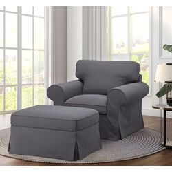 Fotoliu Ikea Ektorp/Hakebo cu puf (Gri Inchis)