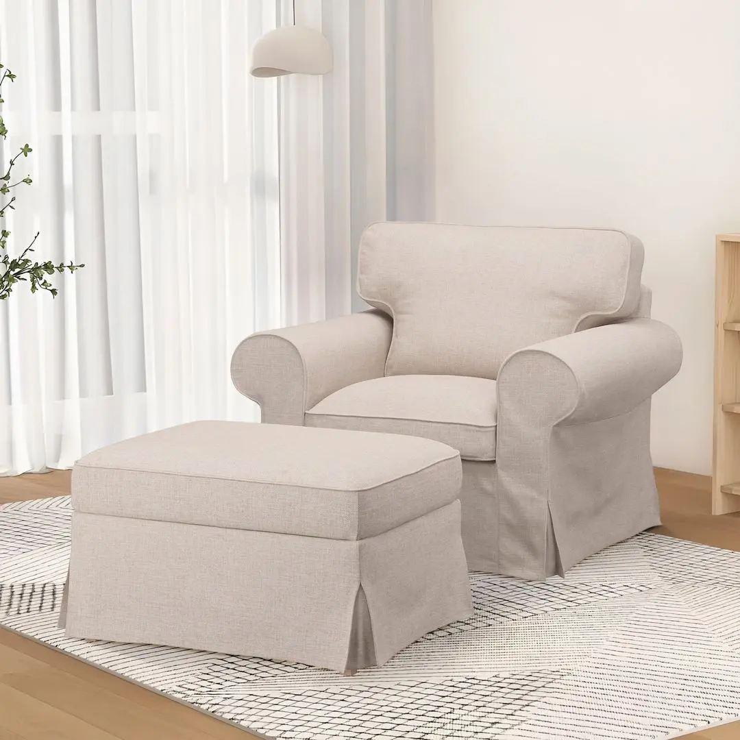 Fotoliu Ikea Ektorp/Kilanda cu puf (Bej Deschis)