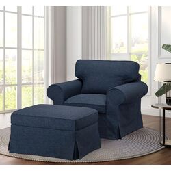 Fotoliu Ikea Ektorp/Kilanda cu puf (Albastru Inchis)