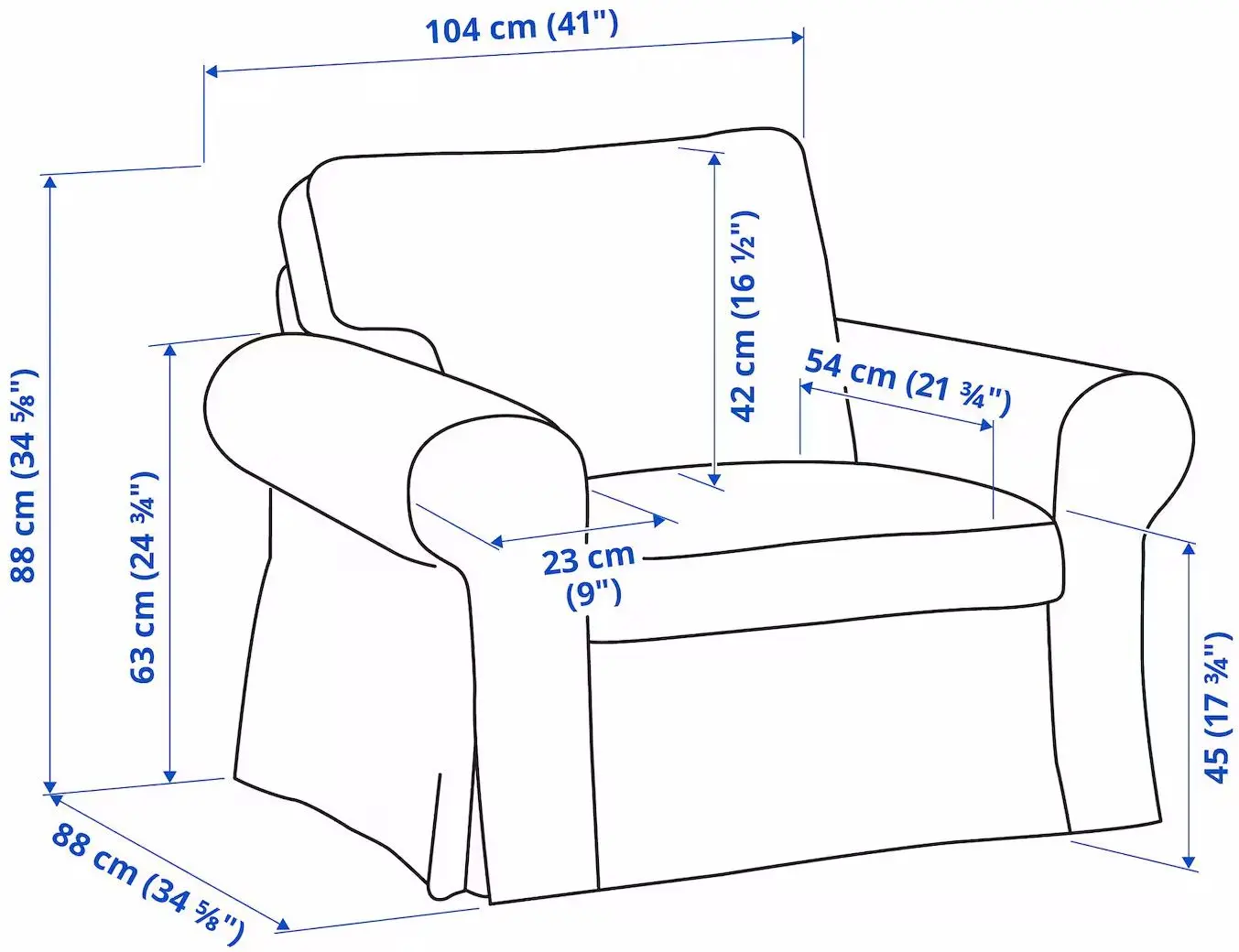 Fotoliu Ikea Ektorp/Kilanda cu puf (Albastru Inchis)