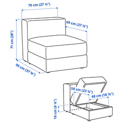 Кресло Ikea Jattebo/Tonerud место для хранения (Серый) Thumb