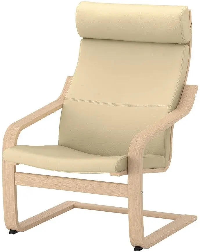 Fotoliu Ikea Poang (Furnir de stejar alb/Glose Ecru)