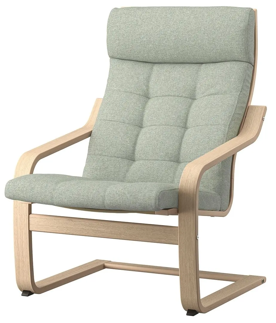 Fotoliu Ikea Poang (Furnir Stejar Alb/Gunnared Verde Deschis)