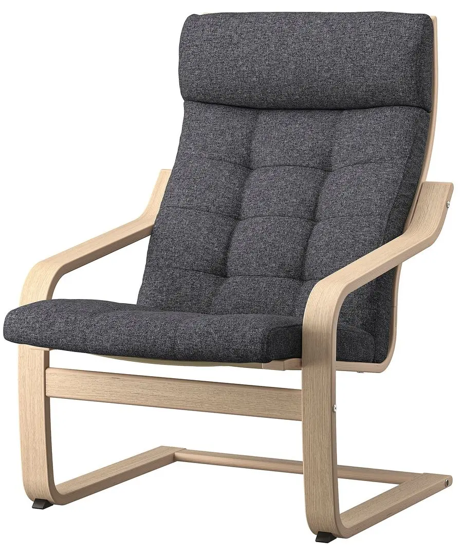 Fotoliu Ikea Poang (Furnir Stejar Alb/Gunnared Gri Inchis)