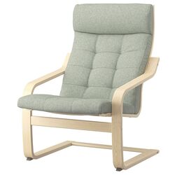 Fotoliu Ikea Poang (Furnir Mesteacăn/Gunnared Verde Deschis) Thumb