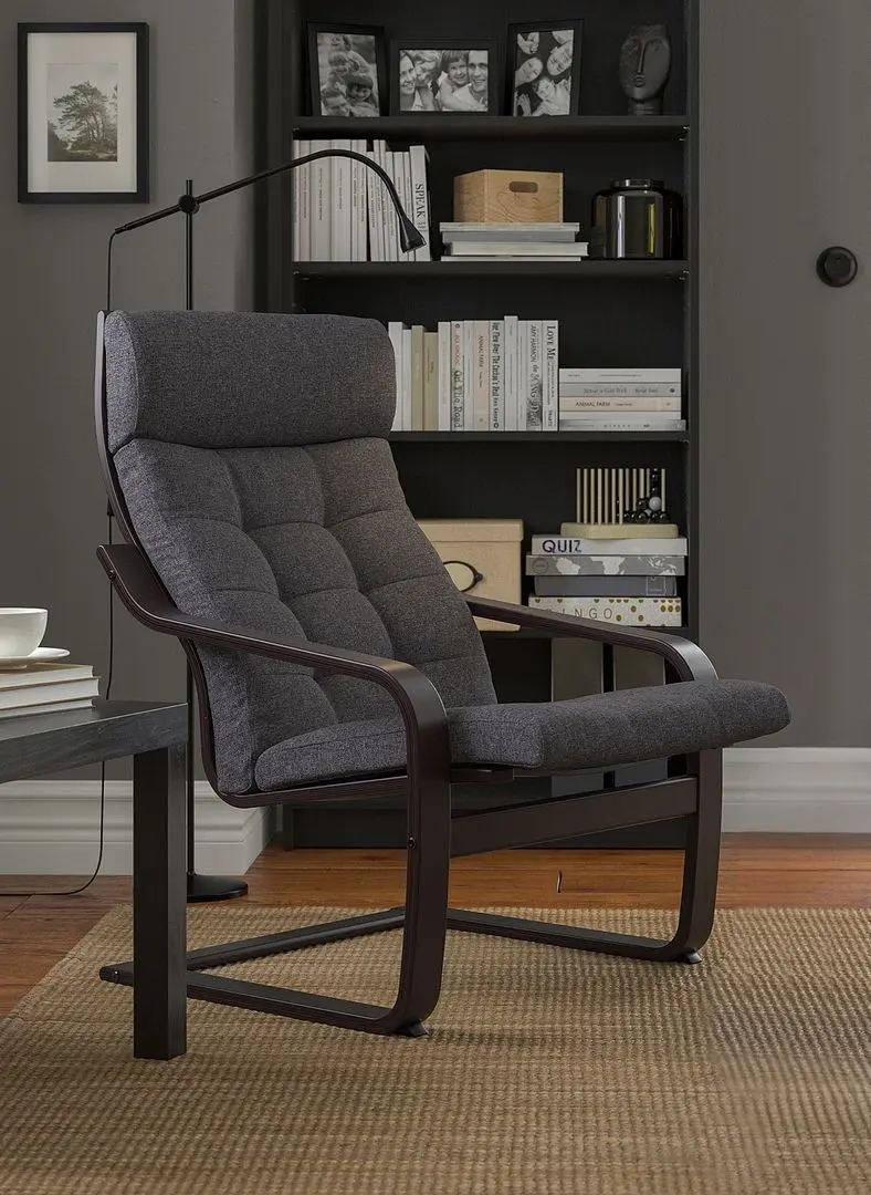 Fotoliu Ikea Poang (Negru-Maro/Gunnared Gri Inchis)