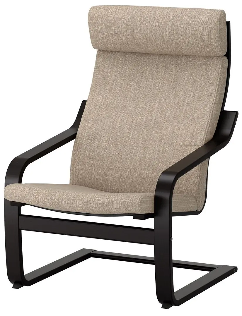 Fotoliu Ikea Poang (Negru-maro/Hillared Bej)