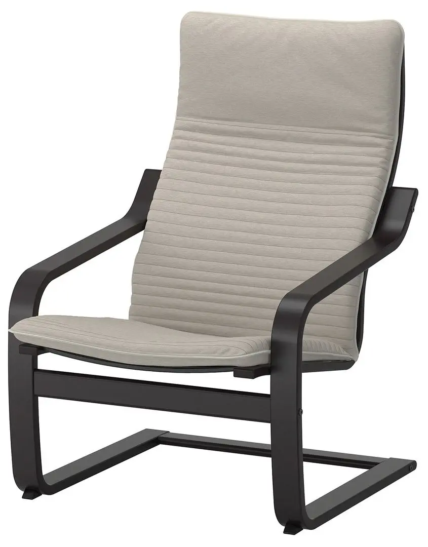 Fotoliu Ikea Poang/Knisa (Negru-maro/Bej deschis)