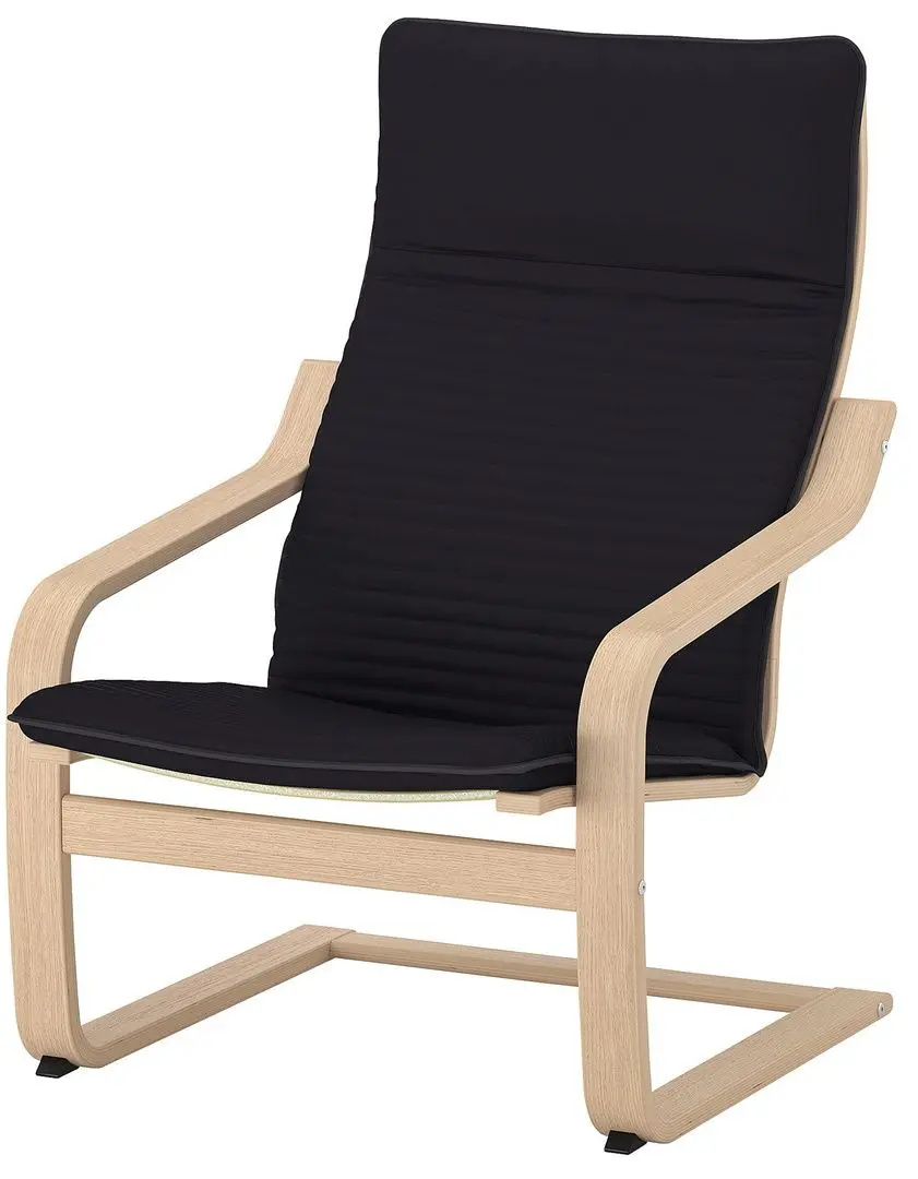 Fotoliu Ikea Poang (Furnir Stejar Alb/Knisa Negru)