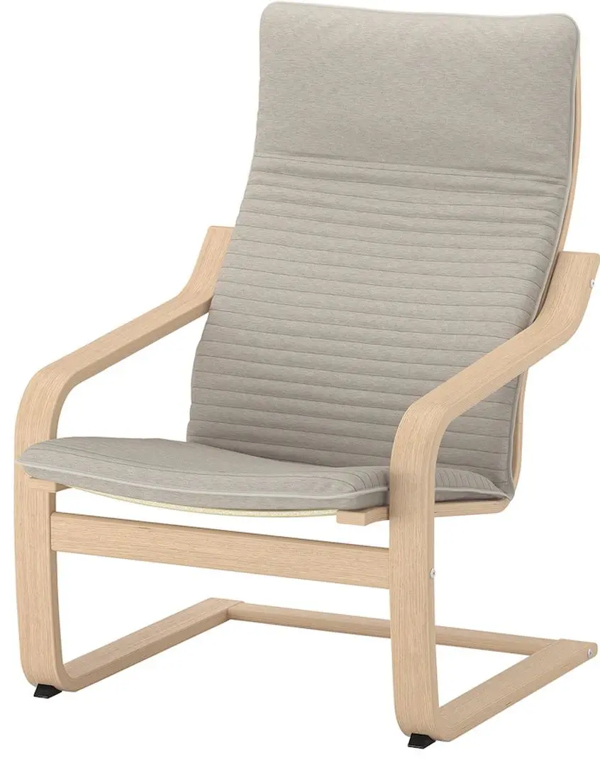 Fotoliu Ikea Poang/Knisa (Furnir stejar alb/Bej deschis)