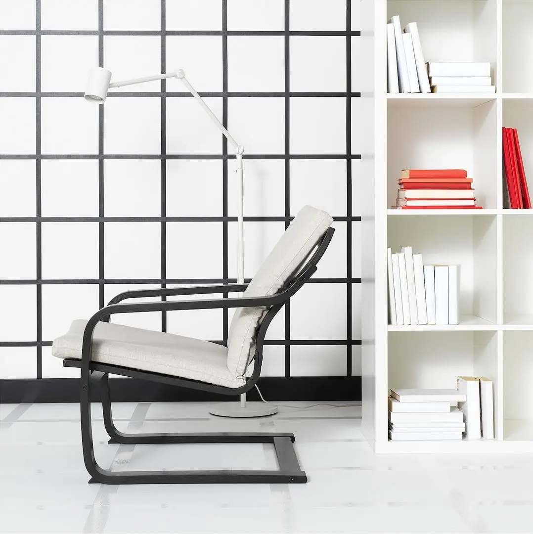 Fotoliu Ikea Poang/Katorp (Black/Natural//Bej)