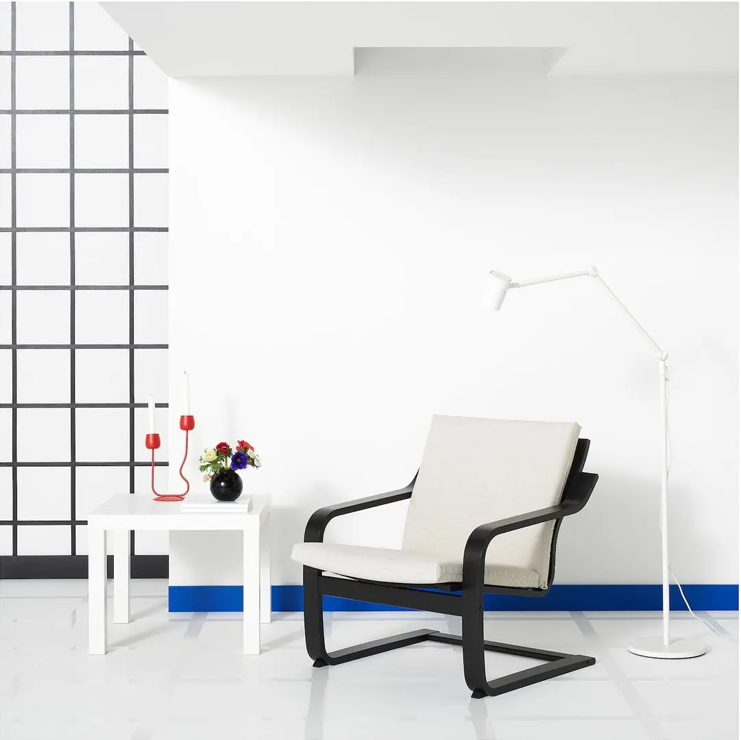 Fotoliu Ikea Poang/Katorp (Black/Natural//Bej)