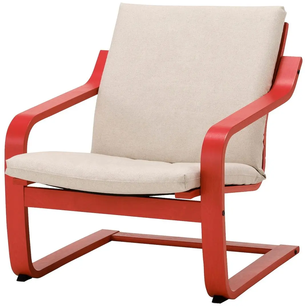 Fotoliu Ikea Poang/Katorp (Rosu/Natural/Bej)