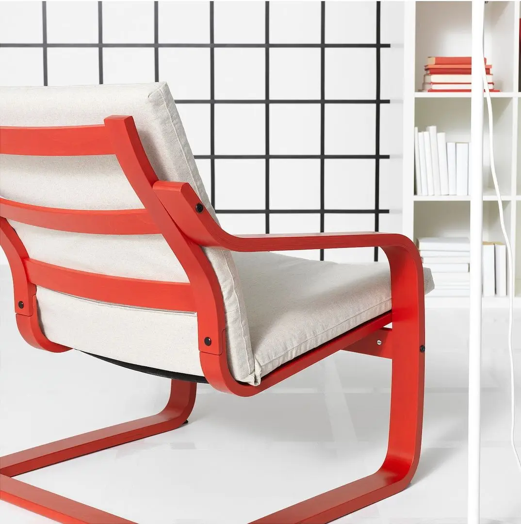 Fotoliu Ikea Poang/Katorp (Rosu/Natural/Bej)