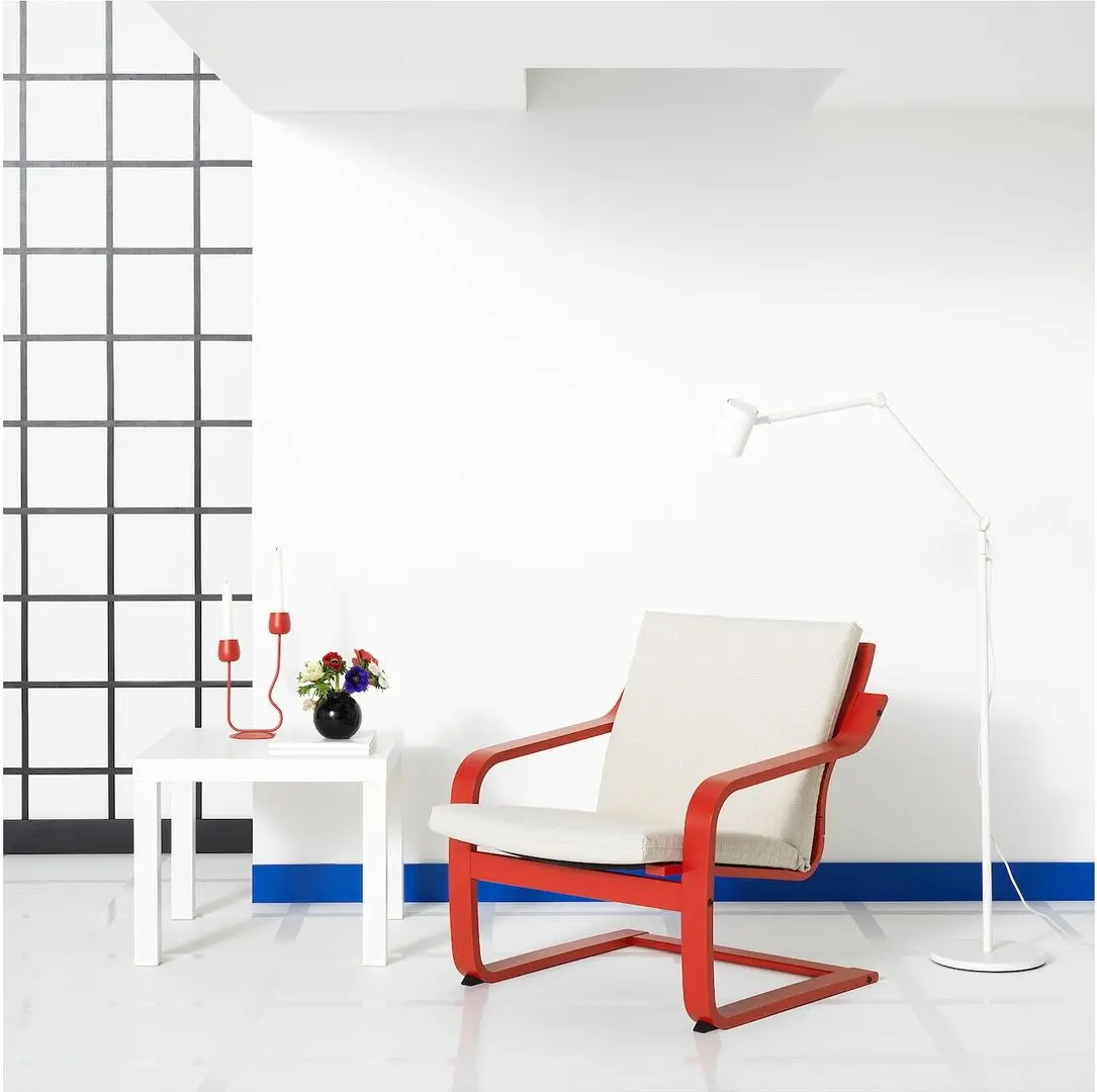 Fotoliu Ikea Poang/Katorp (Rosu/Natural/Bej)