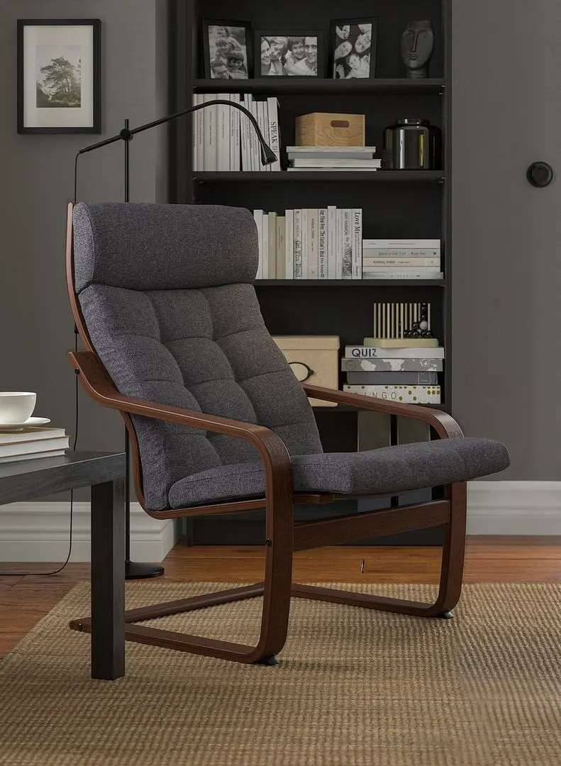 Fotoliu Ikea Poang (Maro/Gunnared Gri Inchis)