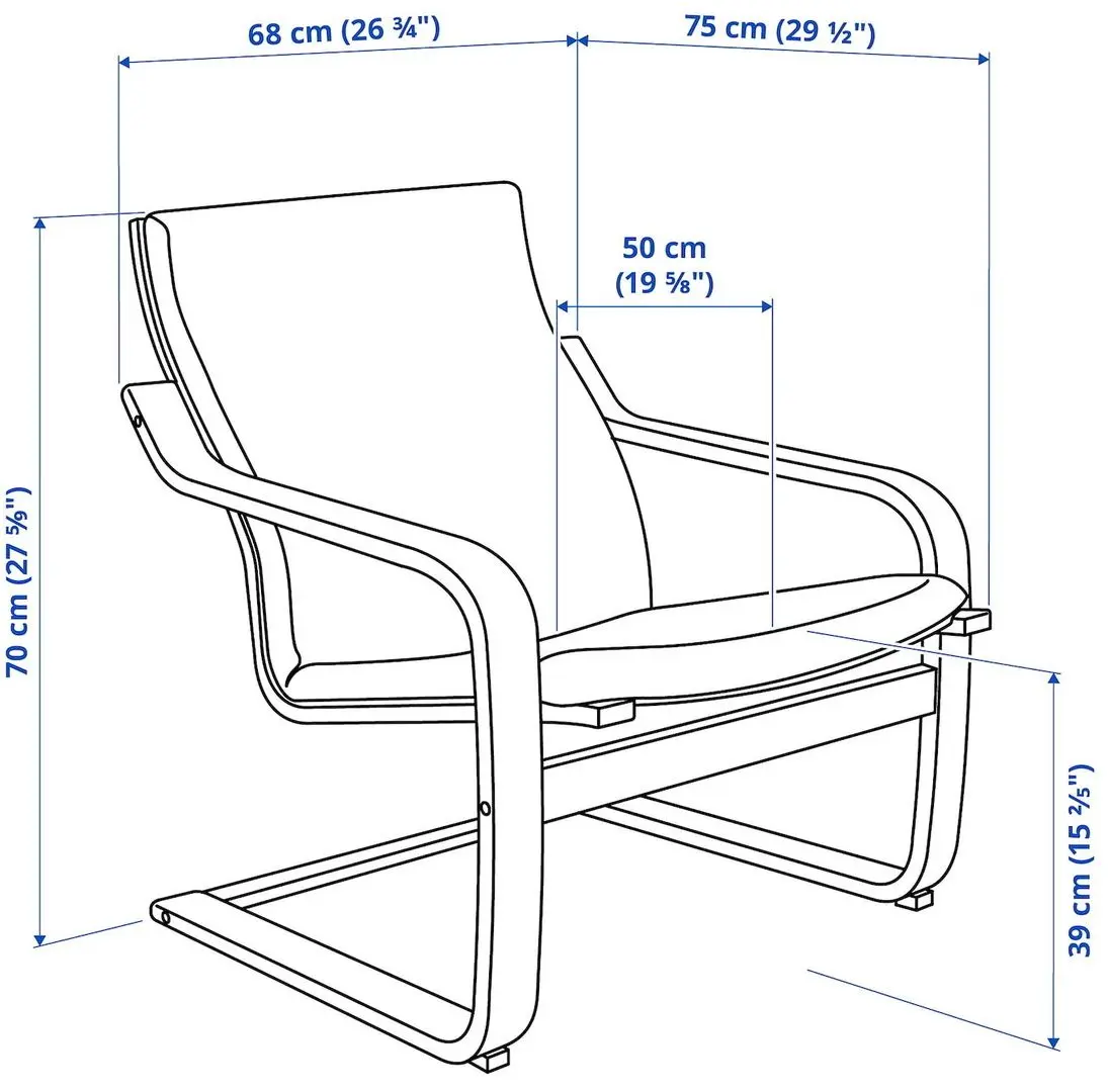 Fotoliu Ikea Poang/Vissle (Negru/Rosu)